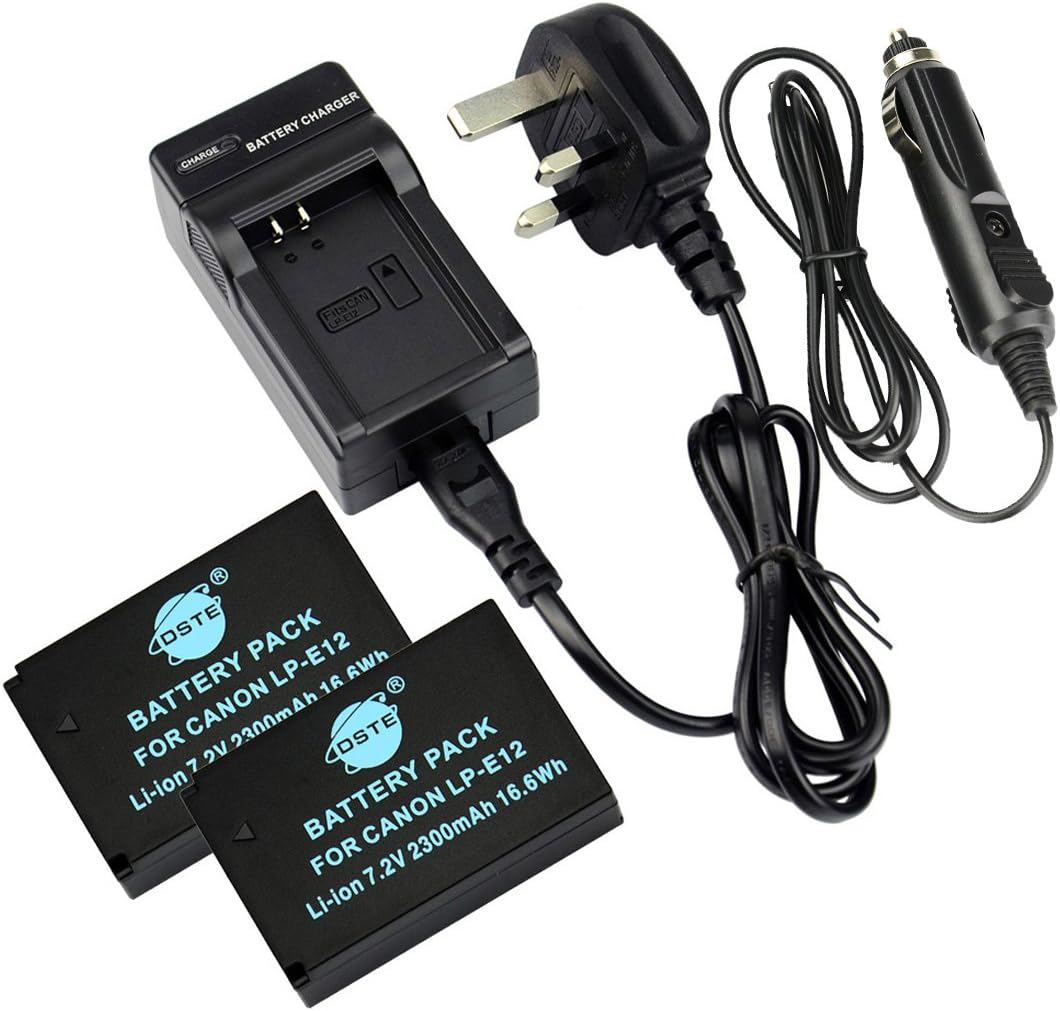 Dste 2x Lp E12 Rechargeable Li Ion Battery Dc136u Travel And Car Charger Adapter For Canon Eos M Eos 100d Eos Rebel Sl1 Eos Kiss X7 Digital Camera