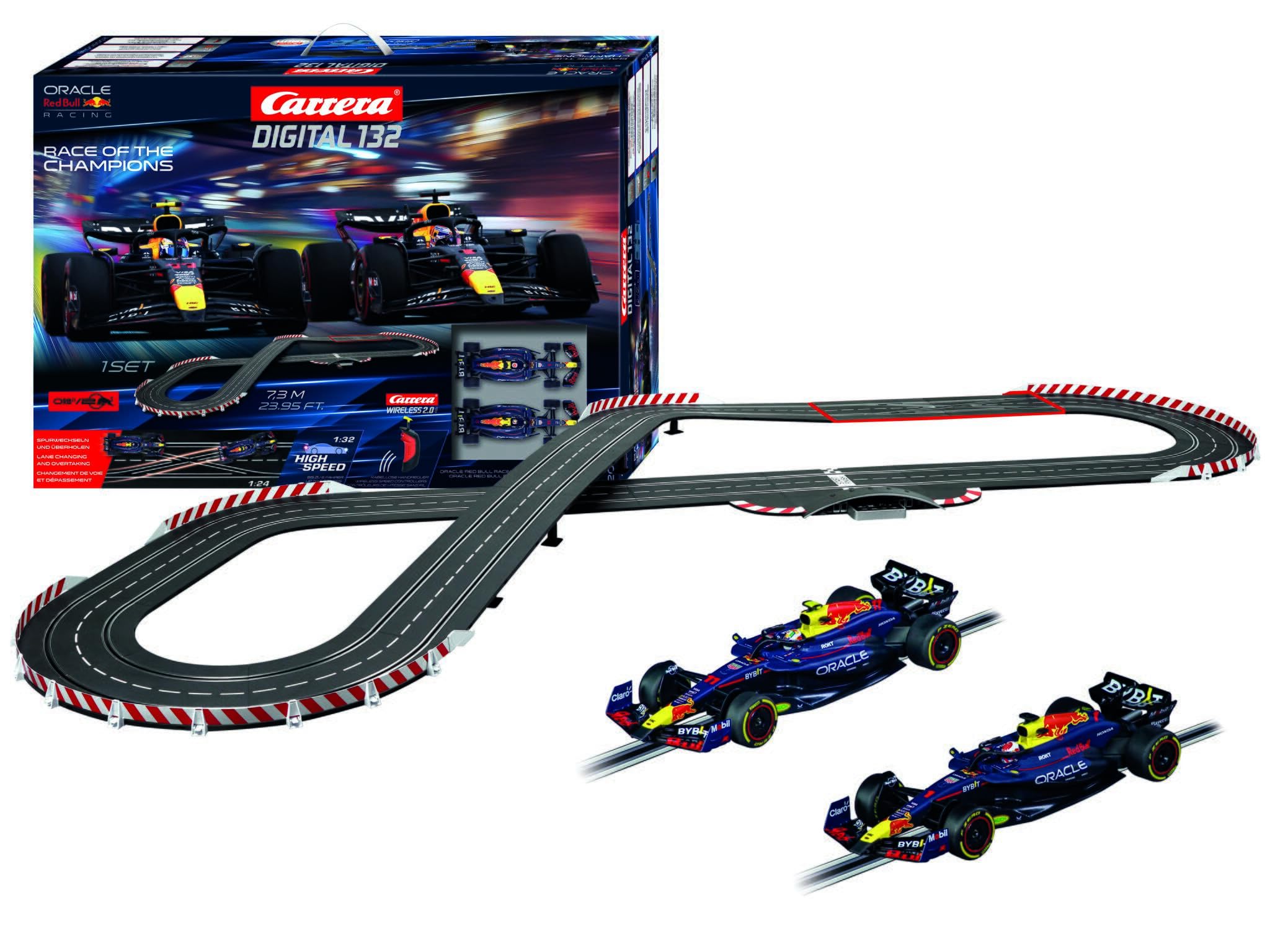 Carrera DIGITAL 132 / Formula 1 Race of The Champions/Red Bull Racing RB20 M. Verstappen vs. S. Pérez / 7.3 m Racetrack/Wireless 2.0 / Up to 6 Drivers/Scale 1:32 Formula 1 Racetrack Set