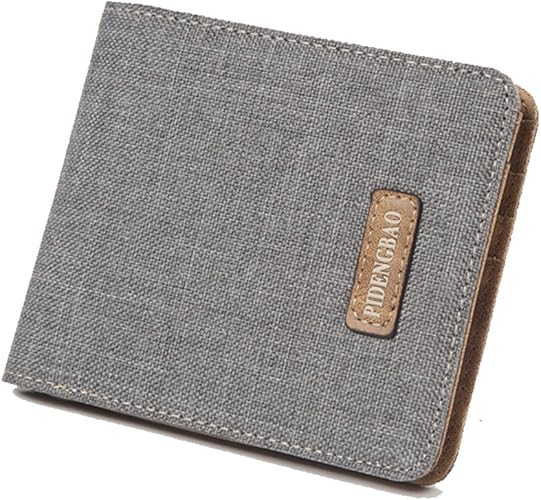 Amazon Pidengbao 財布 二つ折り メンズ キャンバス カジュアル 横 グレー 財布
