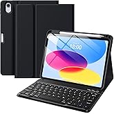 Wenlaty for iPad (A16) 11th/10th Generation Case with Keyboard - Detachable Wireless, Thin & Light Folio Keyboard Cover with Pencil Holder, for iPad 11-inch 11th 2025/10.9-inch 10th 2022, Black