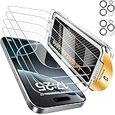 UNBREAKcable for iPhone 16 Pro Screen Protector 4+2 Pack [9H+ Military-Grade Shatterproof] [Effortless Bubble-Free Installation] Ultra HD Clarity Tempered Glass with Lens Protector, Case friendly