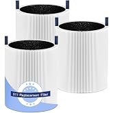 Blue Pure 511 Replacement Filter for Blueair Blue Pure 511 Air Purifier | True HEPA Activated Carbon High-Efficiency Filter, 3 Pack, (Not Fit 511 Auto / 511i max)