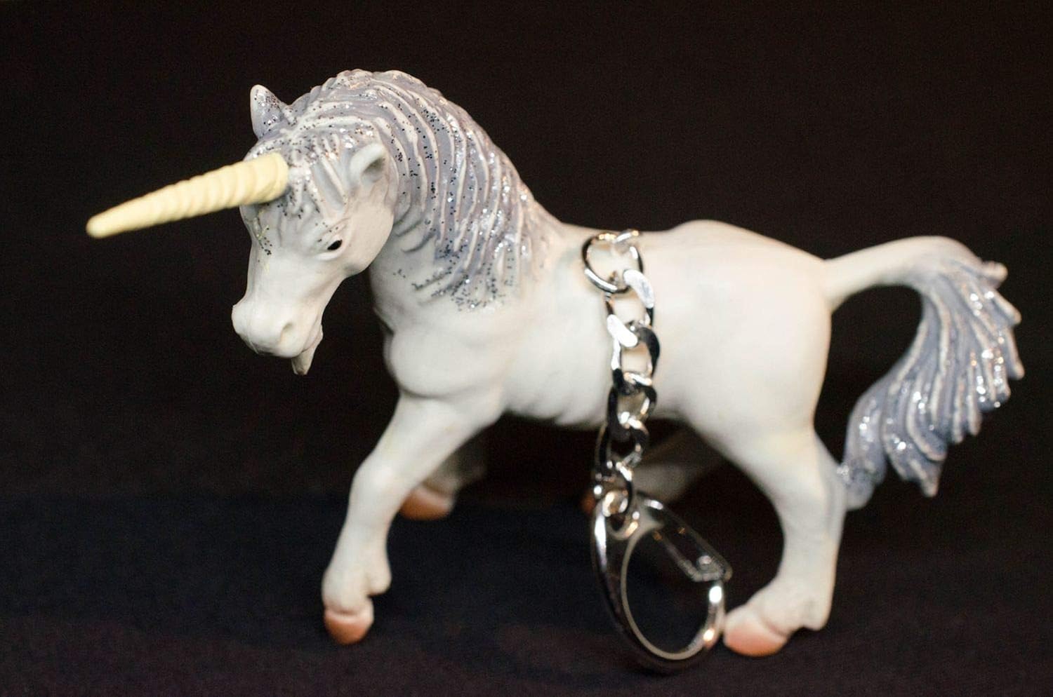 Miniblings Unicorn Key Ring Chain Horse Pony Fairy Tale Animal White Glitter, 10.5 cm - Image 4