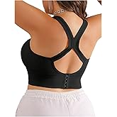 OYOANGLE Womens Plus Size Padded Crisscross Back Sports Bras Workout Crop Tank Tops Wirefree Seamless Support Workout Bra