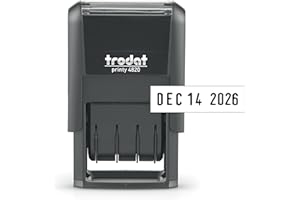 Trodat 4820 Printy 4.0, Self-Inking Date Stamp for Professional, Classroom and Personal Applications, 3/8” x 1-¼”, CO2 Compensated Date Stamper (Black)