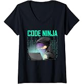 Womens Cool Computer Programmer Art For Men Women Web Coding Geek V-Neck T-Shirt