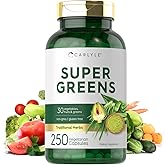 Carlyle Super Greens Capsules | 250 Count | Blend of 13 Vegetables and Greens Plus 17 Fruits | Non-GMO & Gluten Free Supplement