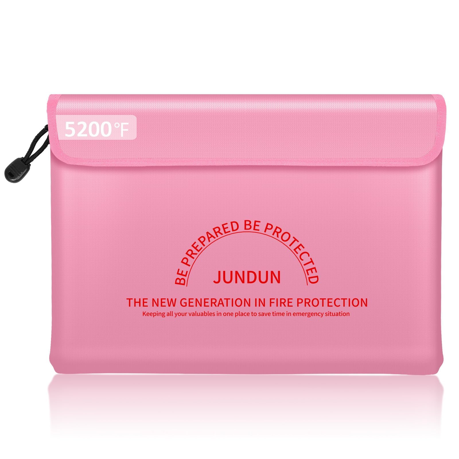 JUNDUN Fireproof Document Bag with 5200℉ Heat Insulated, Fireproof Bag, Pink — image 1