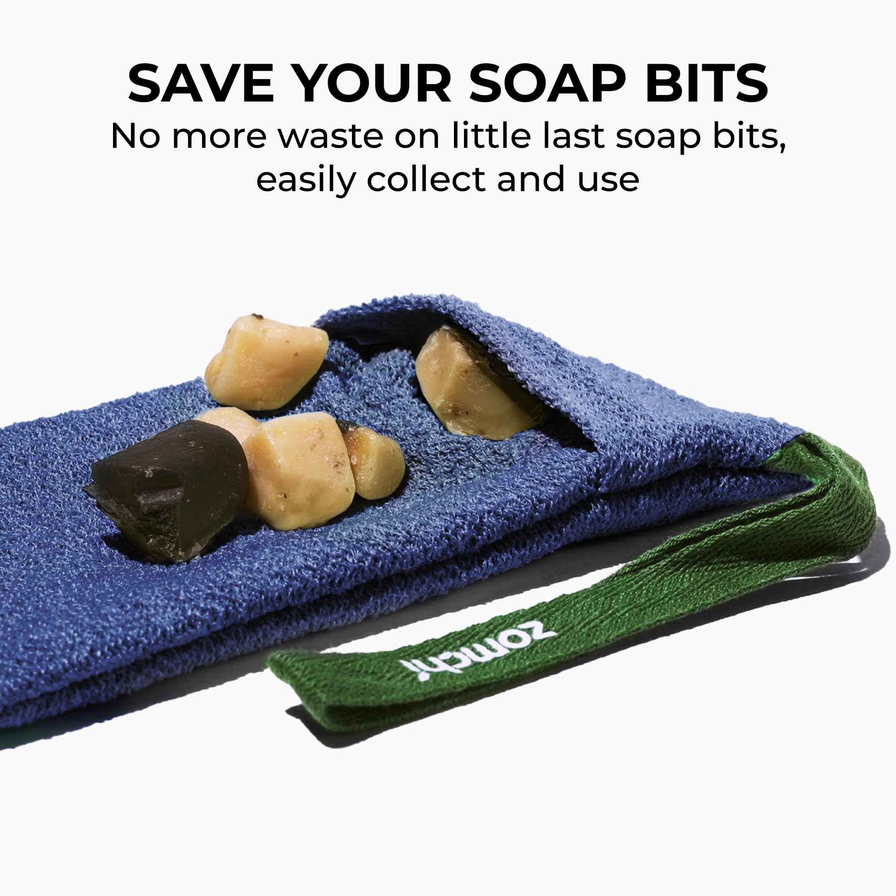 ZOMCHI 2 Pieces Soap Bags for Soap Bars with Different Roughness, Exfoliating Soap Saver Bags, Soap Pouch for Body Wash (Blue)