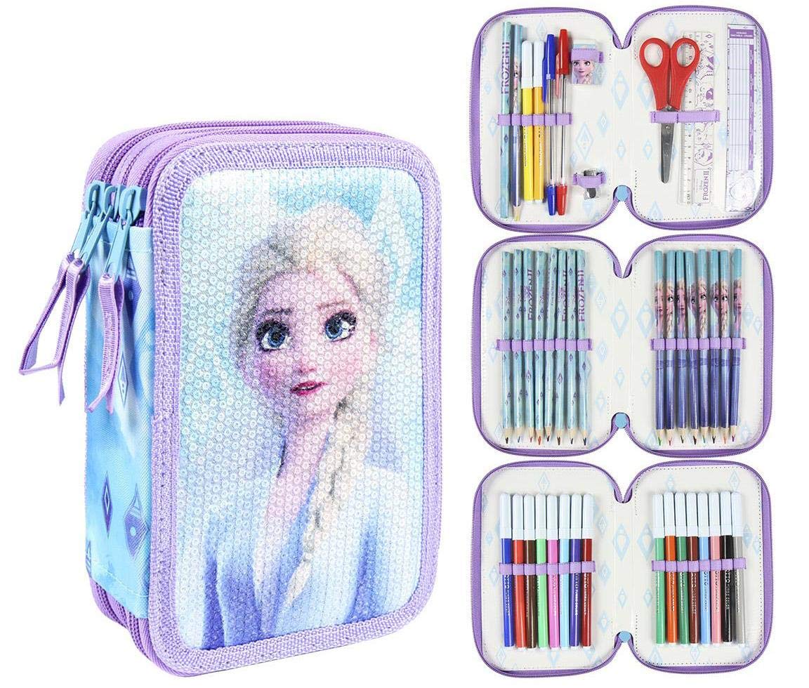 Cerdá Unisex Kids Plumier Triple Giotto Premium Lentejuelas Frozen 2 Triple Giotto Premium Sequin Pencil Frozen 2 Not Applicable, Multi, 12.5 Xx 19.5 Xx 6.5 cm