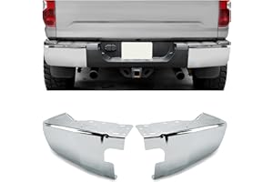 KUAFU Rear Bumper End Caps Covers Compatible with 2014-2021 Toyota Tundra w/o Parking Sensors Holes Replacement for TO1104123 TO1105123 Steel Chrome Silvery