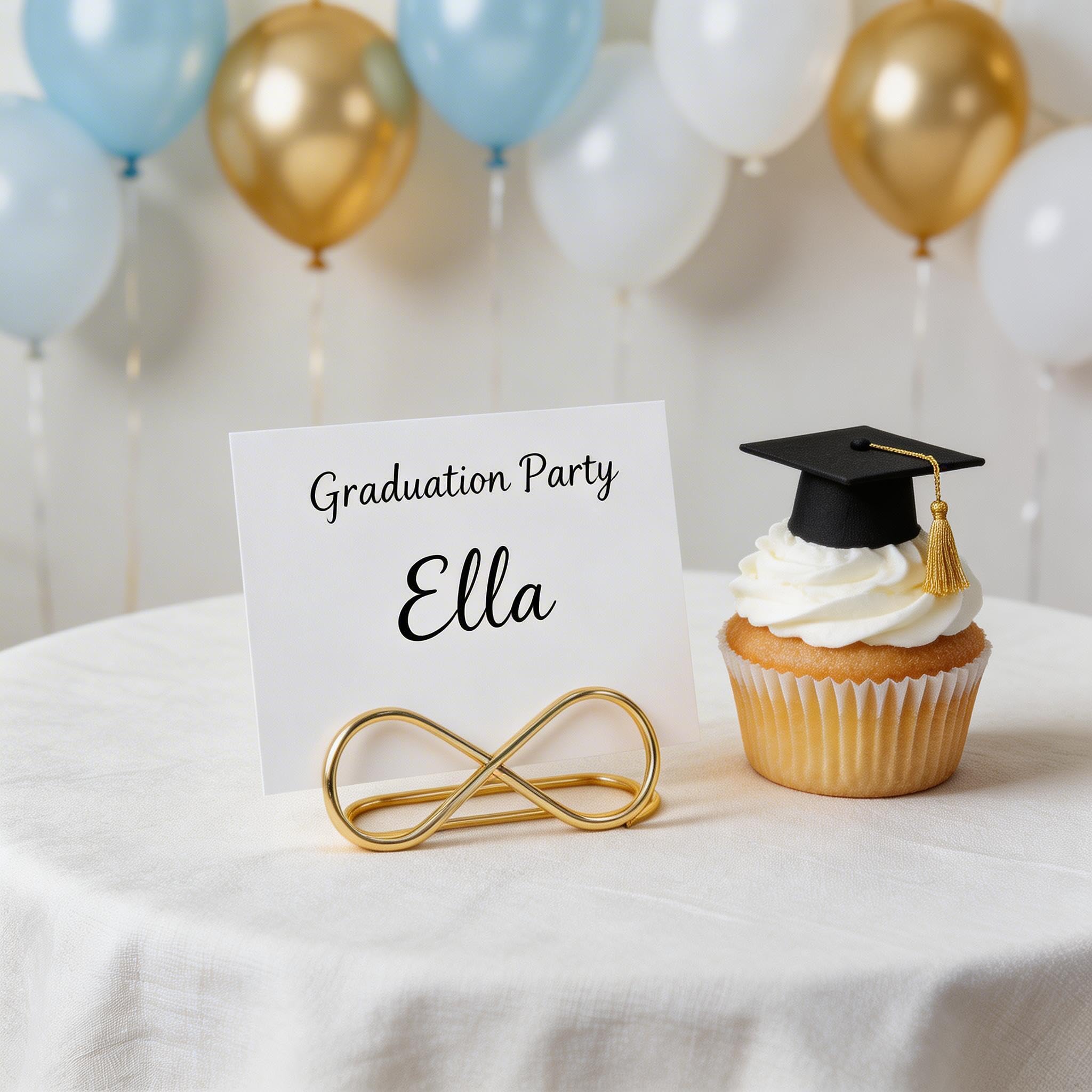 CHGCRAFT 10 Pcs Gold 8 Shaped Knot Mini Place Card Holders Table Number Stands, for Wedding Celebration Banquet Party Event Table Decorations