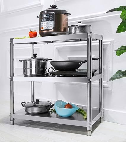 Guo Shop- Küchenregale, mehrschichtiges Edelstahlregal Praktische supertragende Stabilität, einfaches Montage (Farbe : L60cm,