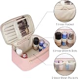 Wandering Nature Travel Makeup Bag with Brush Compartment Pink PU Leather view 4