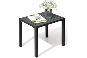 Crestlive Products Outdoor Side Table,Aluminum Rectangular Side/End Table, Small Patio Coffee Bistro Table for Outdoor Indoor (Black)