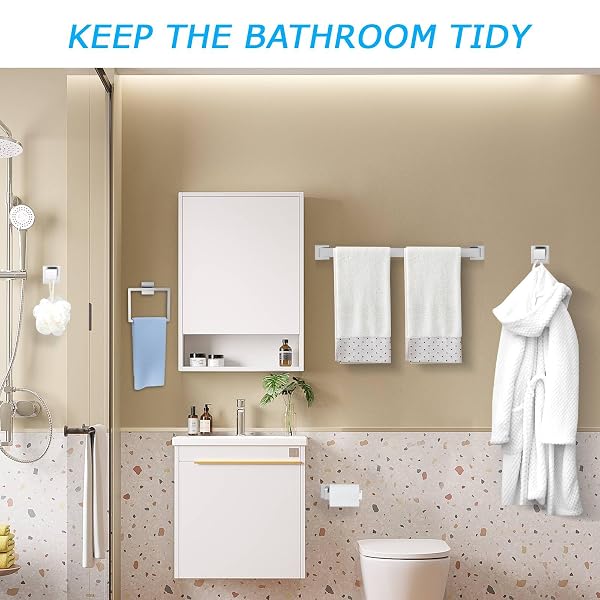 5 PIECES TOWEL BAR SET BRUSHED NICKEL BATHROOM HARDWARE ACCESSORIES SET SUS304 STAINLESS STEEL TOWEL HOLDER SET FOR BATHROOM 23.6 INCH TOWEL BAR,TOWEL RACK WALL MOUNTED