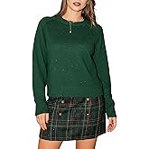 CUPSHE Womens Long Sleeve Sparkly Shinny Fall Sweater Casual Ribbed Knit Crewneck Christmas Pullover Sweaters Top