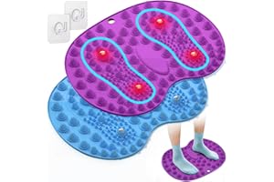 GEENOA Foot Massager Mat 2PCS, Foot Reflexology Mat with Magnetic Therapy, Standing Desk Mat Acupressure Mat for Feet Relaxation, Pressure Point Mat for Pain, Fatigue and Stress Relief (Blue+Purple)