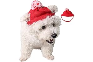 ABLAZEZAI Christmas Pet Hat with Ear Hole, Dog Christmas New Year Knitted Hat, Cat Adjustable Cap Warm Headwear Xmas Costumes for Puppy Kitten
