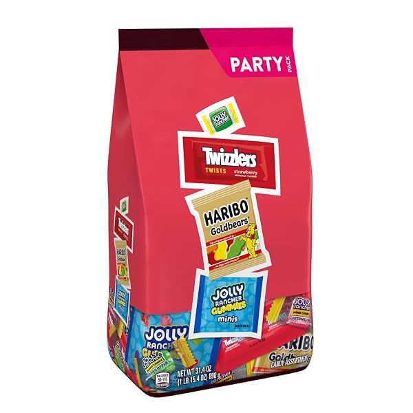 HARIBO, JOLLY RANCHER AND TWIZZLERS ASSORTED FRUIT FLAVORED CANDY PARTY PACK, 31.4 OZ