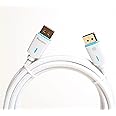 Pacroban DisplayPort 1.4 Cable, 8K 60Hz, 4K 120Hz, HDR, Cotton Braided - 10ft DisplayPort to DisplayPort White | Ideal for Laptop, PC, Gaming Monitor, Projector, TV