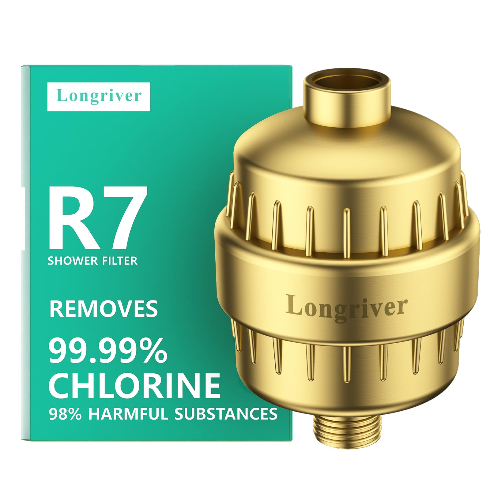 Photo 1 of R7 Shower Filter High Put Shower Water Filter for Hard Water 99.99% Remove Chlorine, Heavy Metals, Shower Water Softener, Improve your skin and hair, Bathroom Fixture Hardware Parts, Brushed Gold