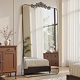 Furnbar Vintage Full Length Mirror, 81"x41" Floor Mirror with Carved, Full Body Mirrors for Home Decor, Standing/Hanging Large Wall Mirrors for Bedroom/Living Room/Entryway, Bronze, Retro Style
