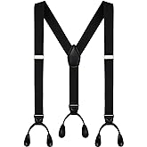 Moulen Men's Y-Back 1.4 Inches Wide Button End Elastic Adjustable Suspenders