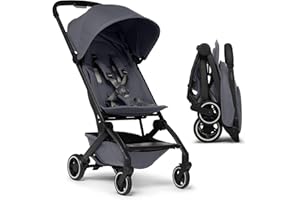 Joolz AER+ Lightweight & Compact Travel Stroller - Portable One-Hand Fold Design - Ergonomic Seat for Infant & Toddler (up to 50 lb) - XXL Sun Hood - Stroller for Airplane -Travel Pouch - Stone Grey