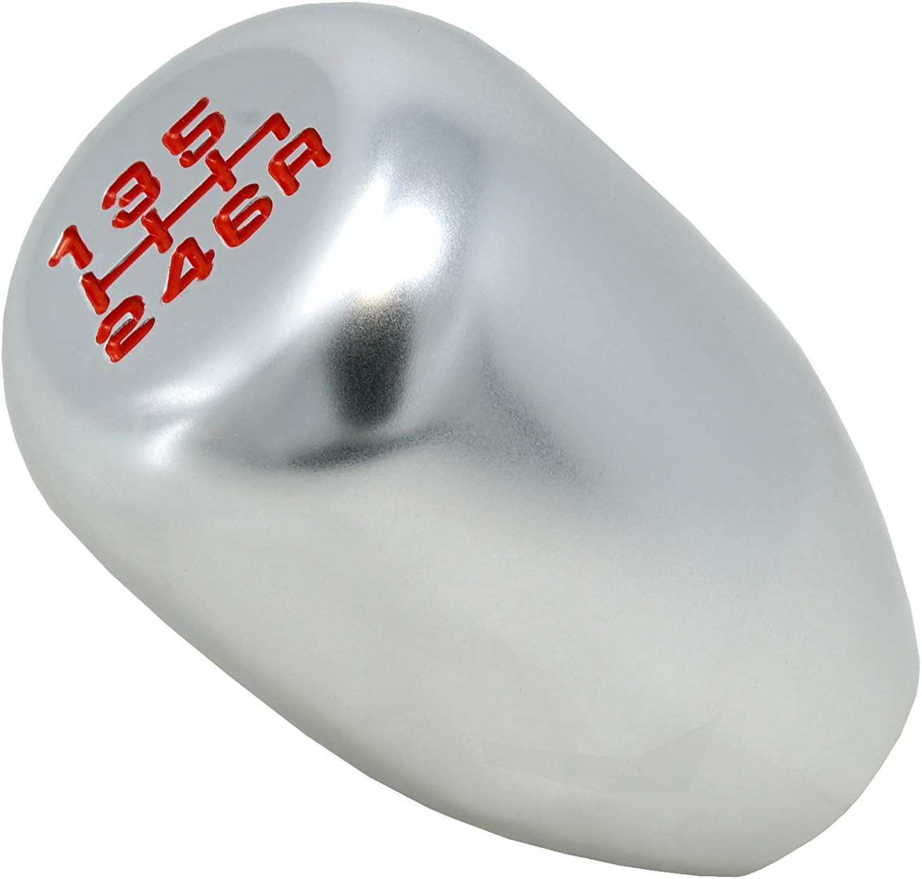PitVisit PV Racing JDM Type-R Style 6 Speed Shift Knob Universal Fit Compatible with Honda Acura Toyota Mazda Subaru Nissan Screw-On with Adapters Included (Slick Silver)