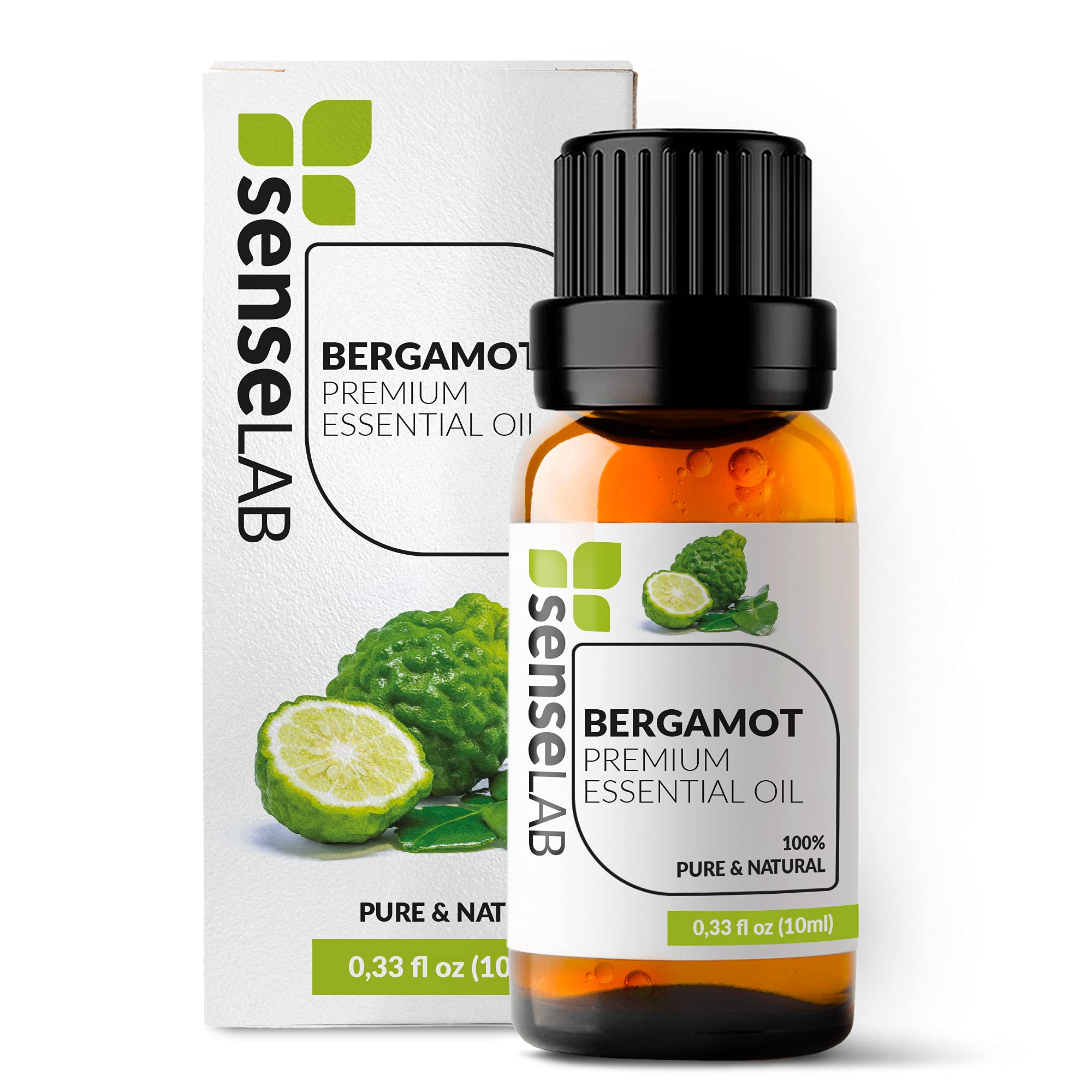 SenseLAB Bergamot Essential Oil — 100% Pure Extract, Therapeutic Grade, for Diffuser, Humidifier & Hair Care — Citrus Fragrance (10 ml)