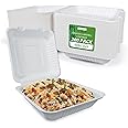Eco-Craze (200 Count) (9x9x3 inch) Single Compartment Bagasse Clamshell Take Out Food Containers, Biodegradable & Compostable