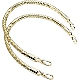 Piutouyar 2 Pcs 52cm/20 Inch Replacement Braided Purse Straps PU Leather Handbag Handles with Gold Spring Buckle for DIY Bag Accessories(Gold)