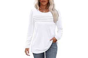 OFEEFAN Long Sleeve Shirts for Women Fall Fashion 2025 Dressy Casual Blouses Trendy Pleated Tunic Tops for Leggings