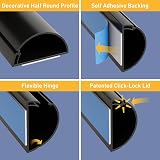 D-Line 30x15mm Cable Trunking 2m Pack Black Half Round Self-Adhesive view 2
