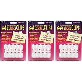 StikkiWorks StikkiCLIPS Adhesive Clips, White, 30 Per Pack, 3 Packs