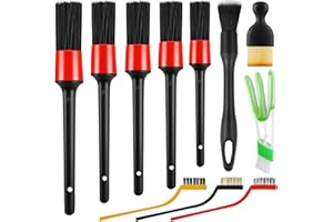 REGUICORP 13PCS Car Detailing Brush Set, Boars Hair Car Detailing Brush Kit, Ultra No Soft Scratch Detailing Brush, Car Cleaning Brushes for Interior or Exterior - Professional Dusting Cleaning Supplies