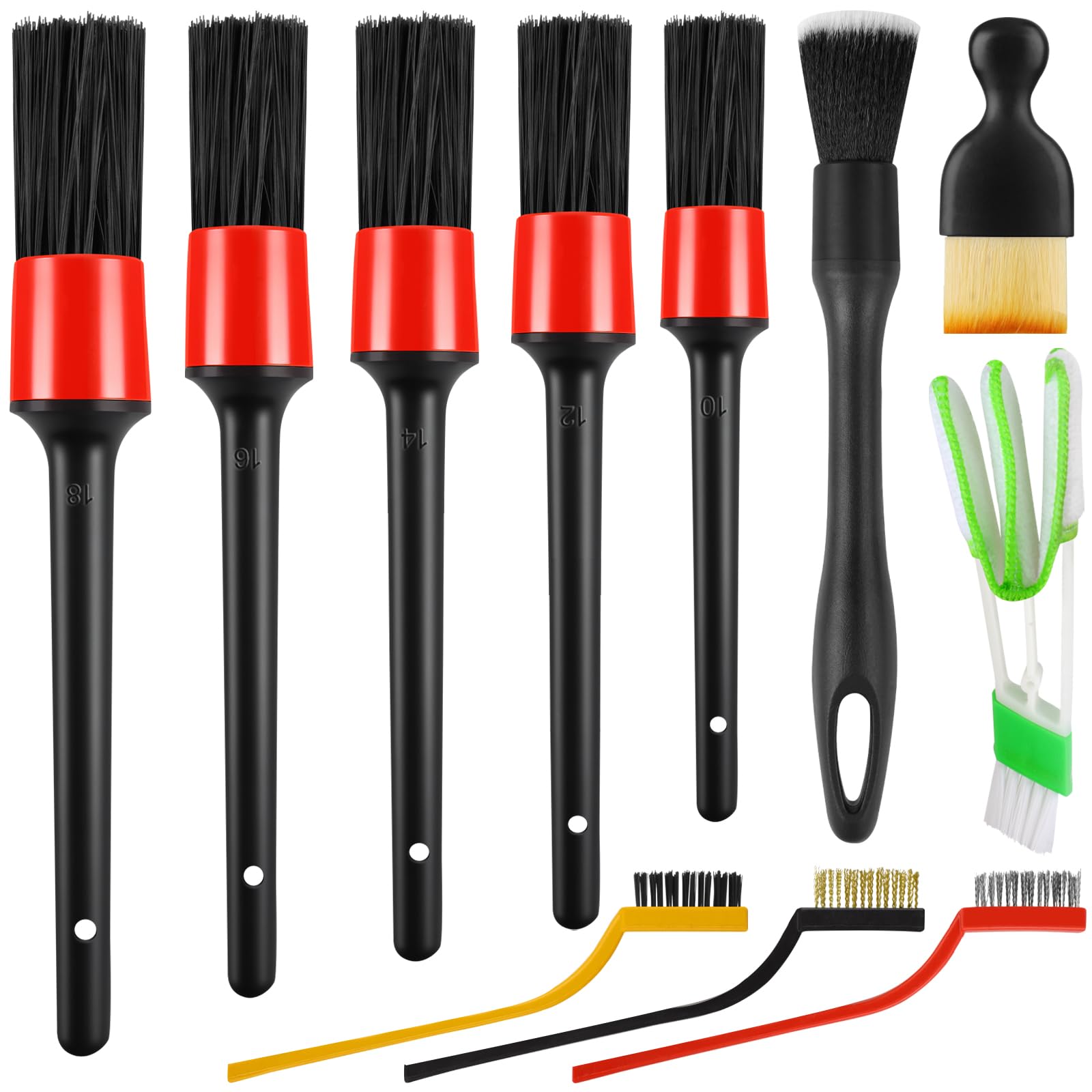 Photo 1 of 13PCS Car Detailing Brush Set, Boars Hair Car Detailing Brush Kit, Ultra No Soft Scratch Detailing Brush, Car Cleaning Brushes for Interior or Exterior - Professional Dusting Cleaning Supplies