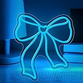 Bow Neon Sign for Wall Decor,Dimmable Cute Bow Neon Light,Blue Light Up Signs for Girl Women Bedroom Coquette Party Bar Background Valentine's Day Gifts Decorations