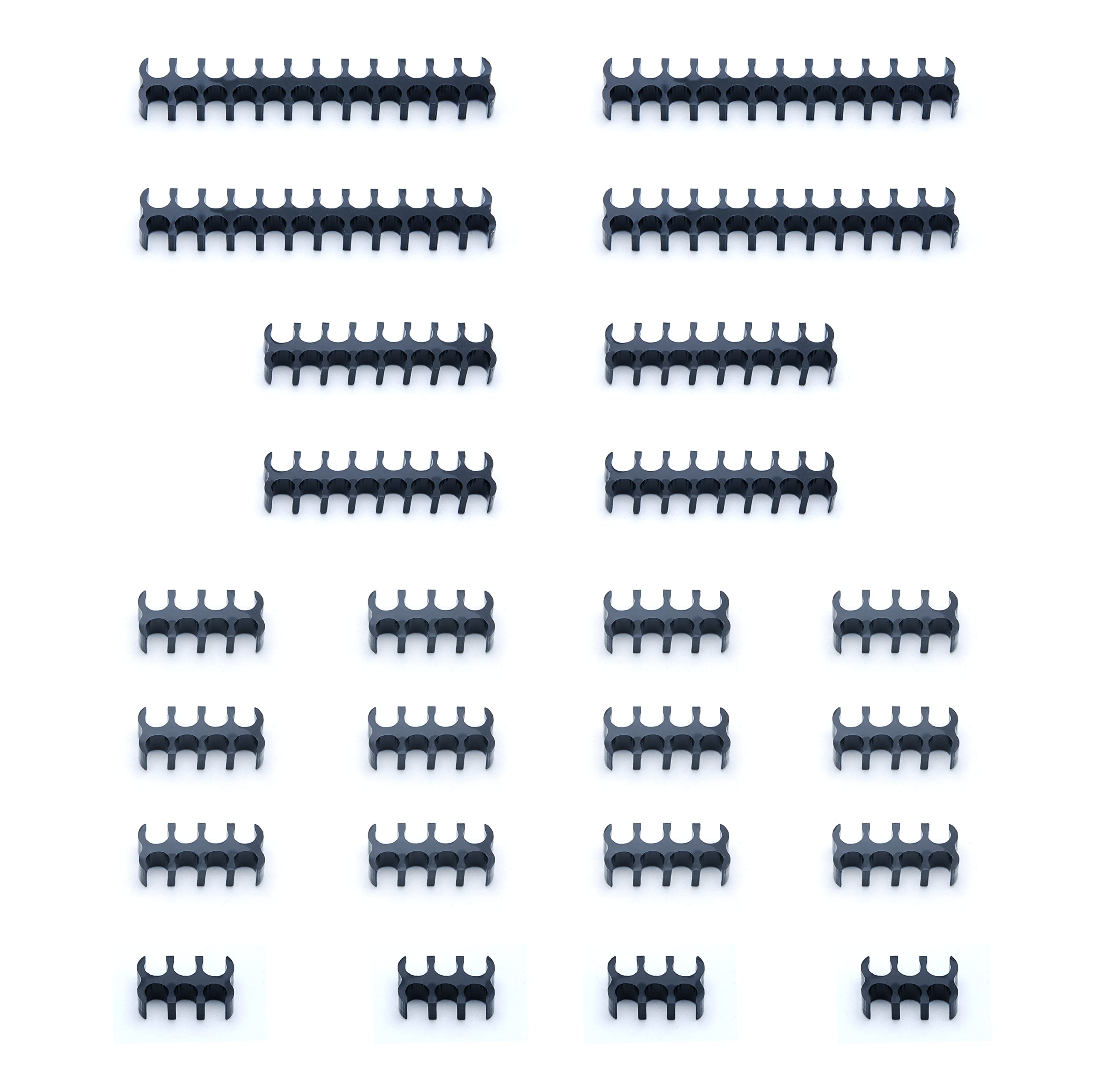 Shakmods 2mm x 24pcs Black Open Combs for PSU Extension Cable┃4 x 24pin┃4 x 16pin┃12 x 8pin┃4 x 6pin