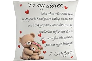 ZJRUIXI to My Sister Throw Pillow Cover - 18x18in Pillow Cover, Machine Washable & Easy Care, Ideal for Sofa Binge-Watching & Bedside Chatting, Adds Warmth to Her Daily Life, Fits Bedroom/Living Room Decor