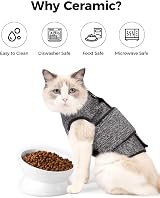 LoeJan Elevated Cat Food Bowl 5 Oz Ceramic Raised Tilted Pet Water Bowl White 4 view 4