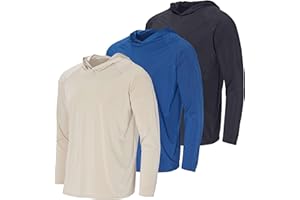Real Essentials 3 Pack: Men's Rash Guard Hoodie Sweatshirt Sun Protection UPF Fishing Shirt (Available in Big & Tall)