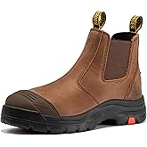 ROCKROOSTER Gammon Men's Slip On Work Boots, 6" Steel Toe Chelsea Work Boots, Toe Cap Oiled Leather Rubber Boots, Arch Support, Coolmax, Comfortable, ASTM F2413-18 Electrical Hazard EH, AK224ST