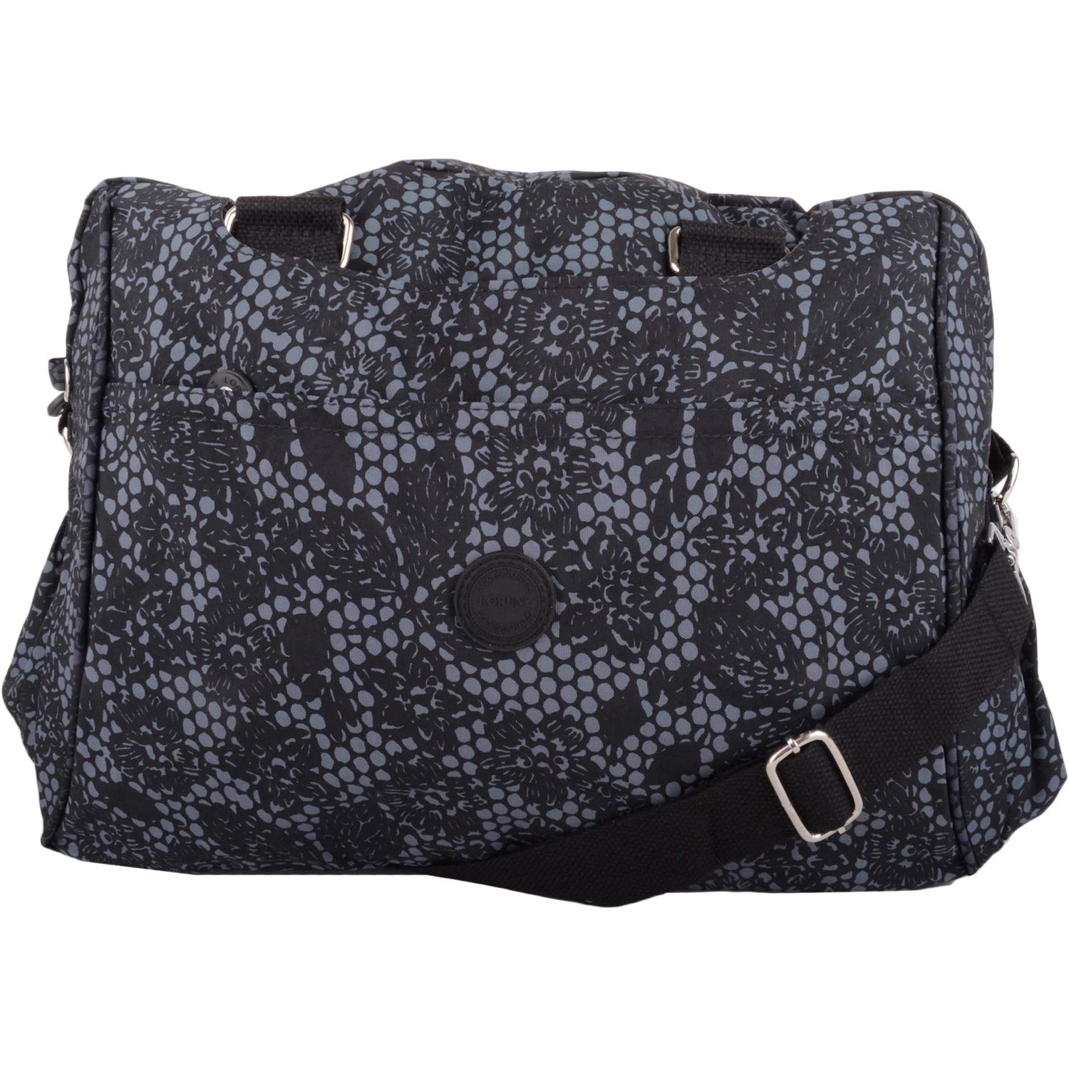 Valita Womens Overnight Travel Holiday Patterned Nylon Holdall with Detachable Strap - Black Floral