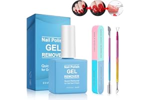 YLXYZUAD Gel Nail Polish Remover with Shape 'N' Buff Nail Buffer & Cuticle Pusher in 2-5mins, Simple Easy Gel Nail Polish Remover Set (colorful set#1)