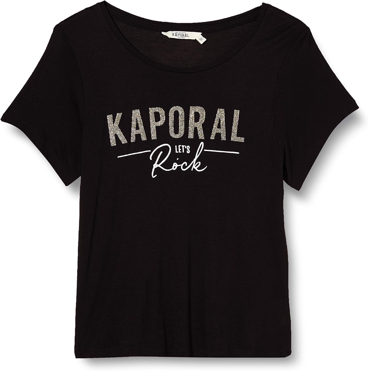 Kaporal - Tee Shirt Col V Femme Lion Blanc Doré