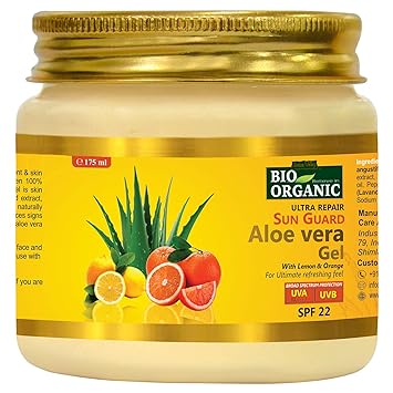 Indus Valley BIORGANIC Sun Guard Aloe Vera Gel With Lemon & Orange For Ultimate Refreshing Feel (175 Ml)