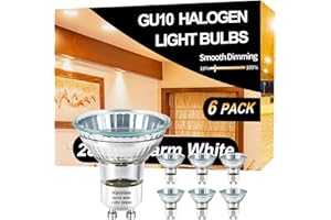 Vannise GU10+C 120V 50W Bulb, 6PCS High Output MR16 GU10 Halogen Dimmable 2800K Warm White, 50w Halogen GU1 0 Bulb with GU10 