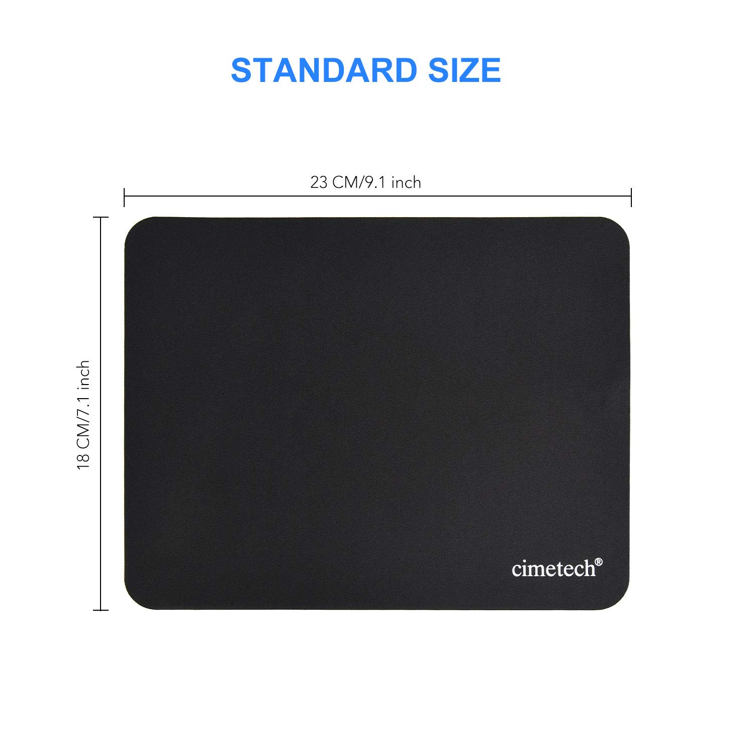 cimetech Mauspad 230 x 180 x 1 mm Gaming Mousepad für alle Maustypen (Kugel, Optisch, Laser) mit stark haftender Unterseite für optimalen Halt Wasserdicht Mausmatte Schwarz 6